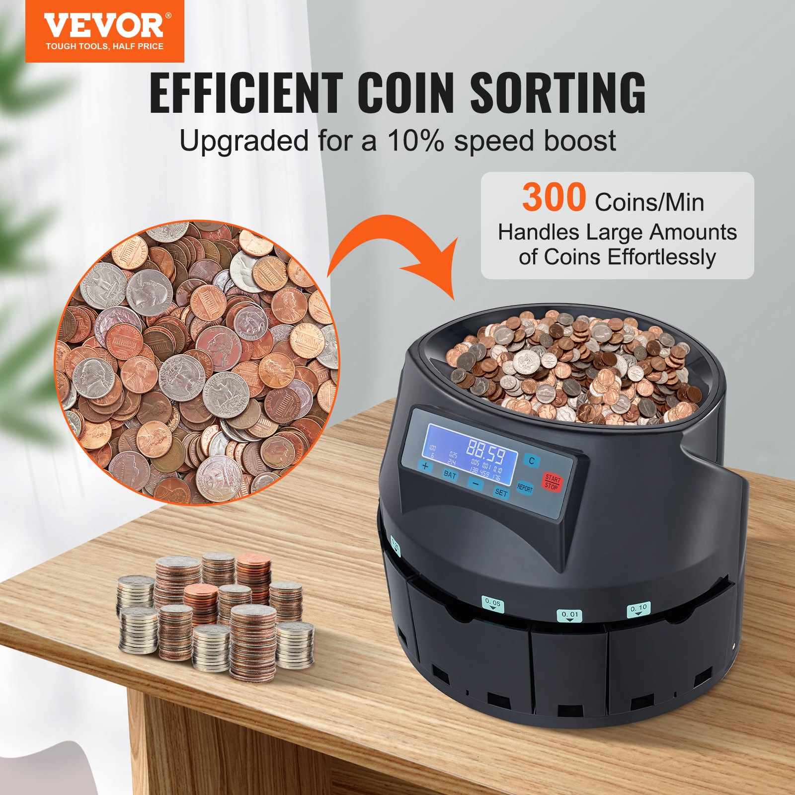 Usd Coin Sorter Coin Counter Wrapper And Roller 300 Coins Min
