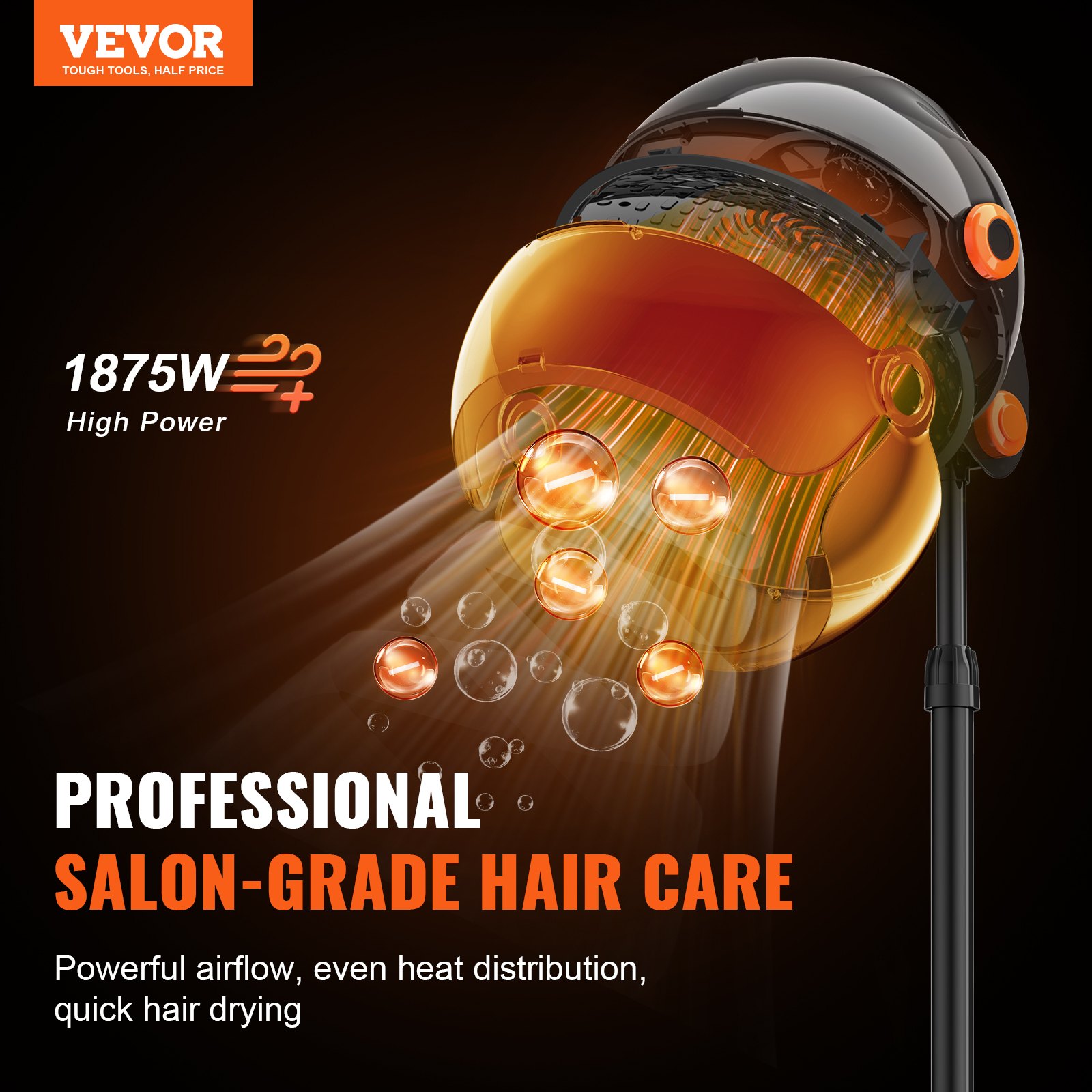 Ionic Hooded Dryer, 1875w Professional Bonnet Hair Dryer, Sit