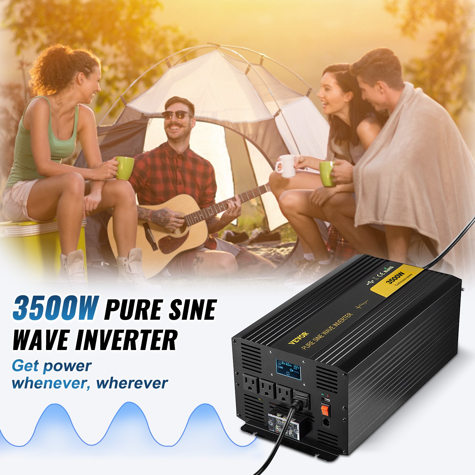 Pure Sine Wave Inverter 3500 Watt Power Inverter, Dc 12v To Ac