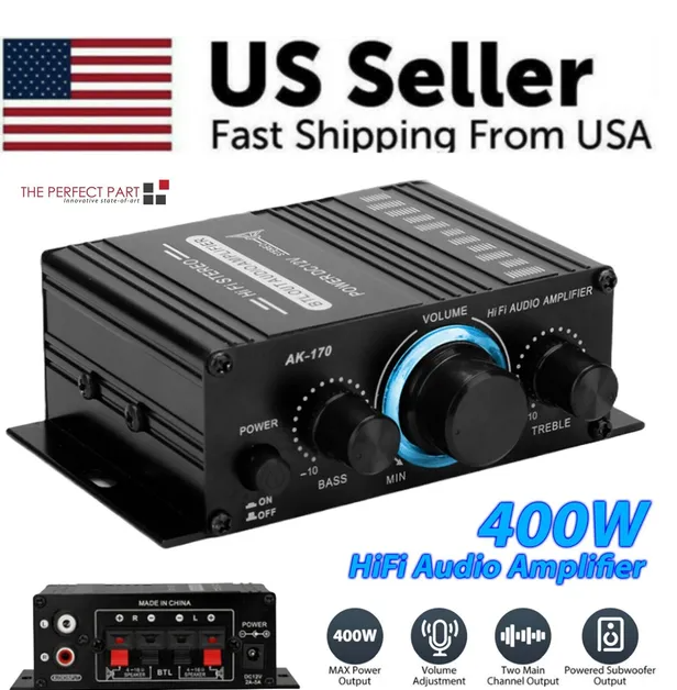 400w 12v 2 Channel Powerful Stereo Audio Power Amplifier Hifi