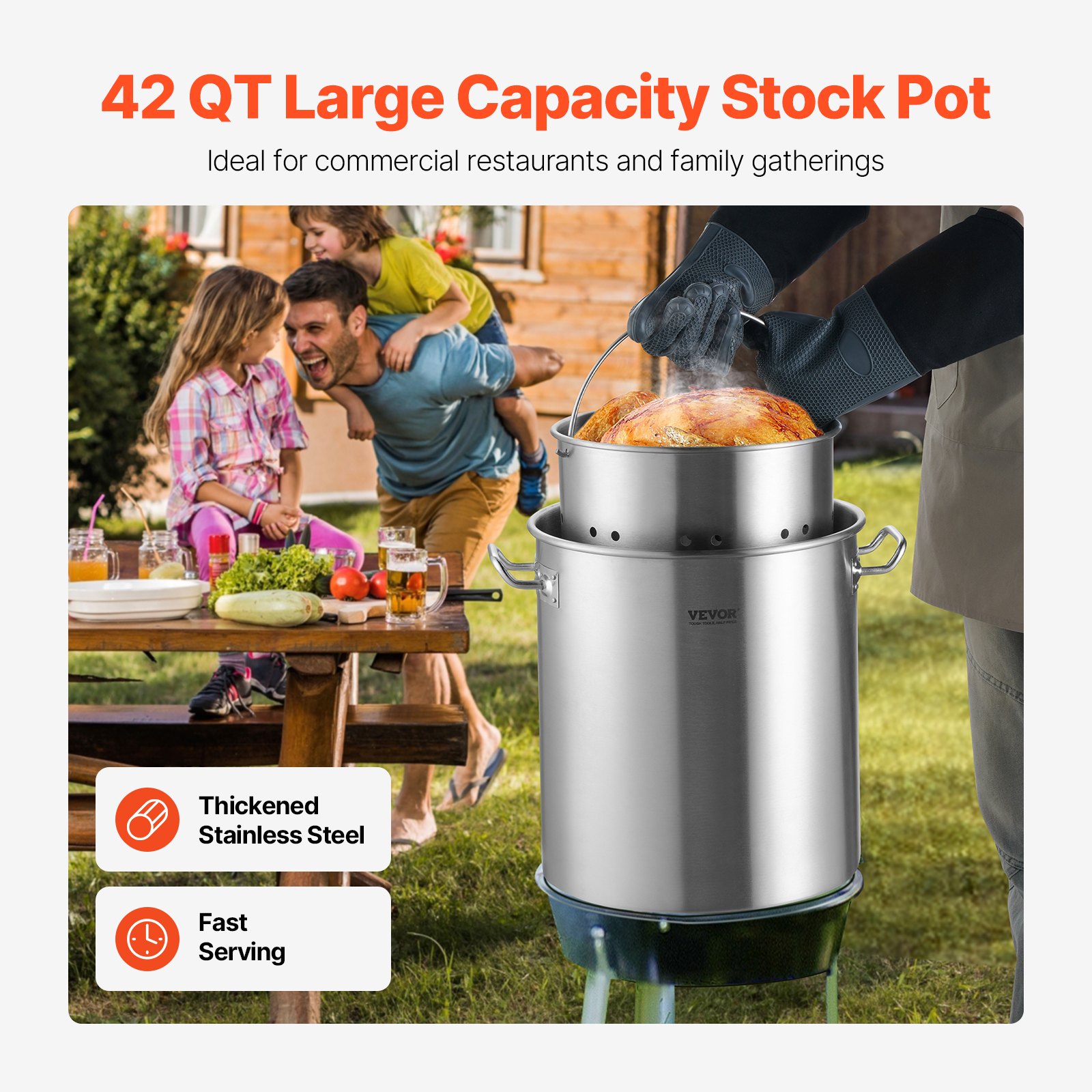 Stainless Steel Stockpot, 42 Quart Large Cooking Pots, Cookware