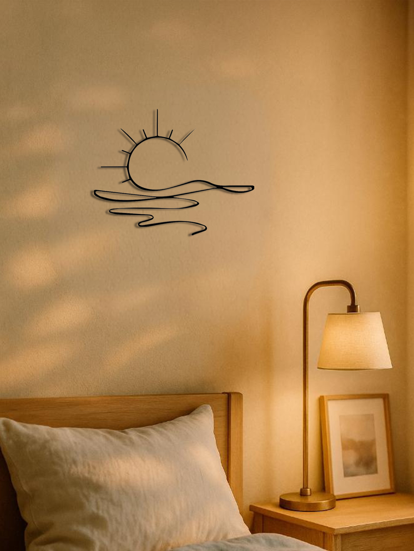 Wall Art Modern Metal Iron Wall Decor, Abstract Sun Line Design
