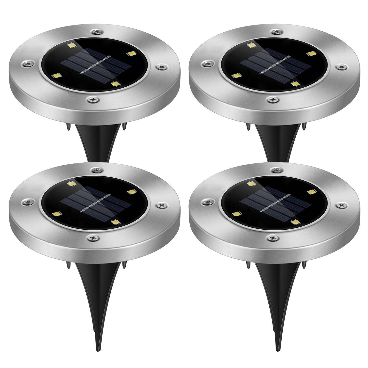 4pcs Solar Ground Light Waterproof Buried Light In Ground Path