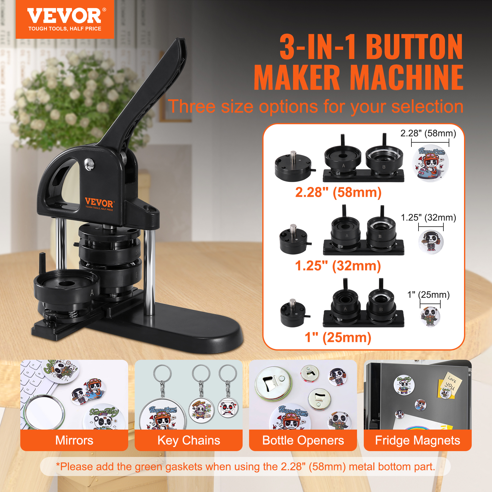 Button Maker, 3 In 1 Pin Maker, With 300pcs Button Parts,