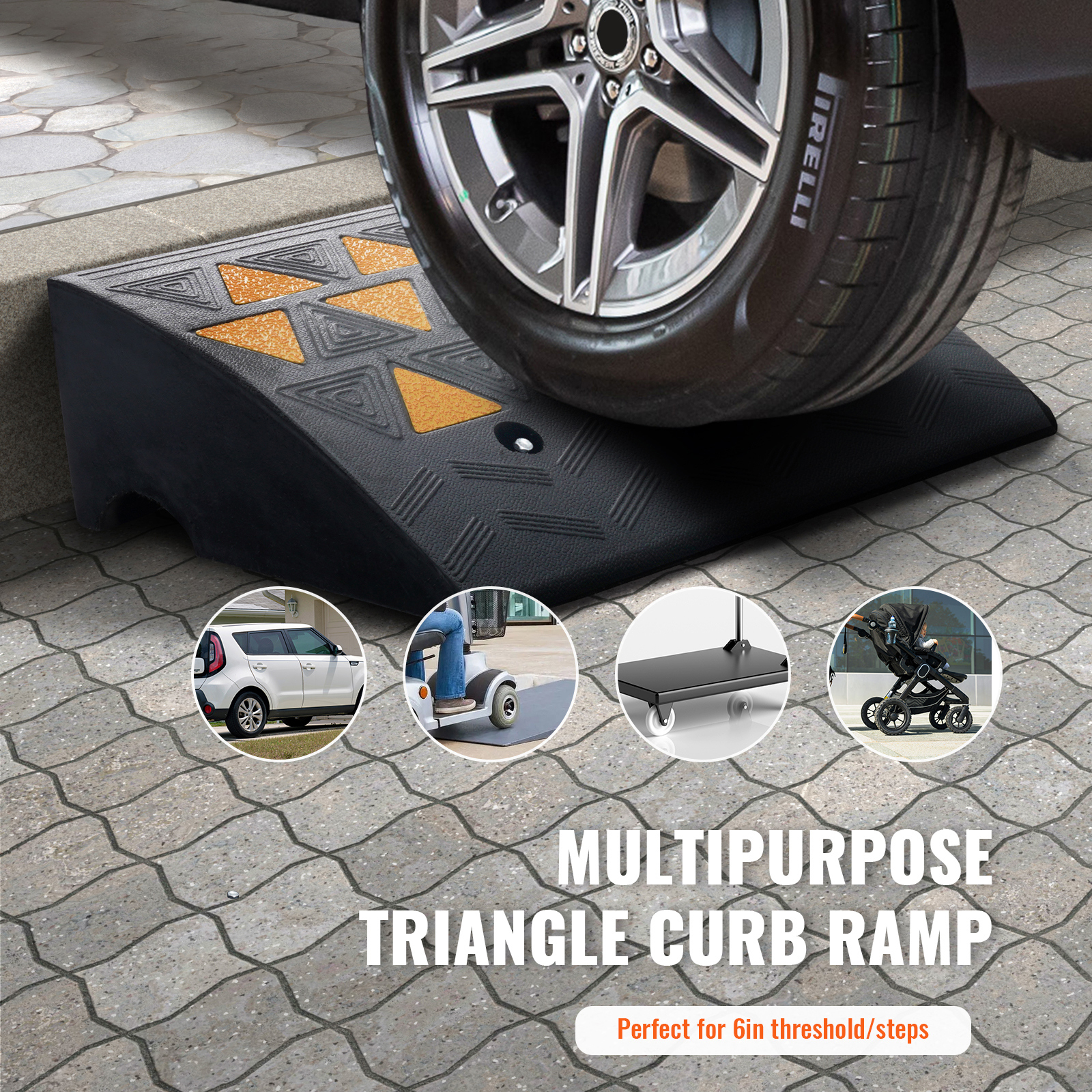 Rubber Curb Ramp 2 Pack, 6rise Height Heavy Duty 33069 Lbs 15 T