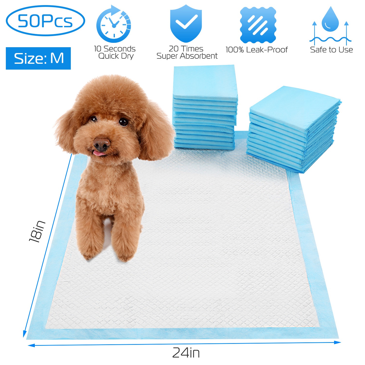 50pcs Per Set Dog Training Pads Puppy Pee Pads Cat Wee Mats
