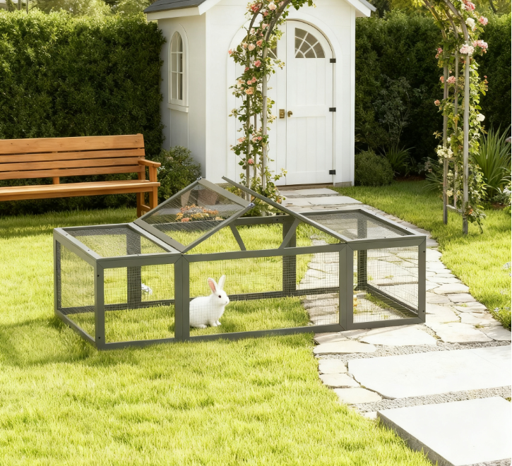 Large Wooden Rabbit Hutch Habitat Enclosure
