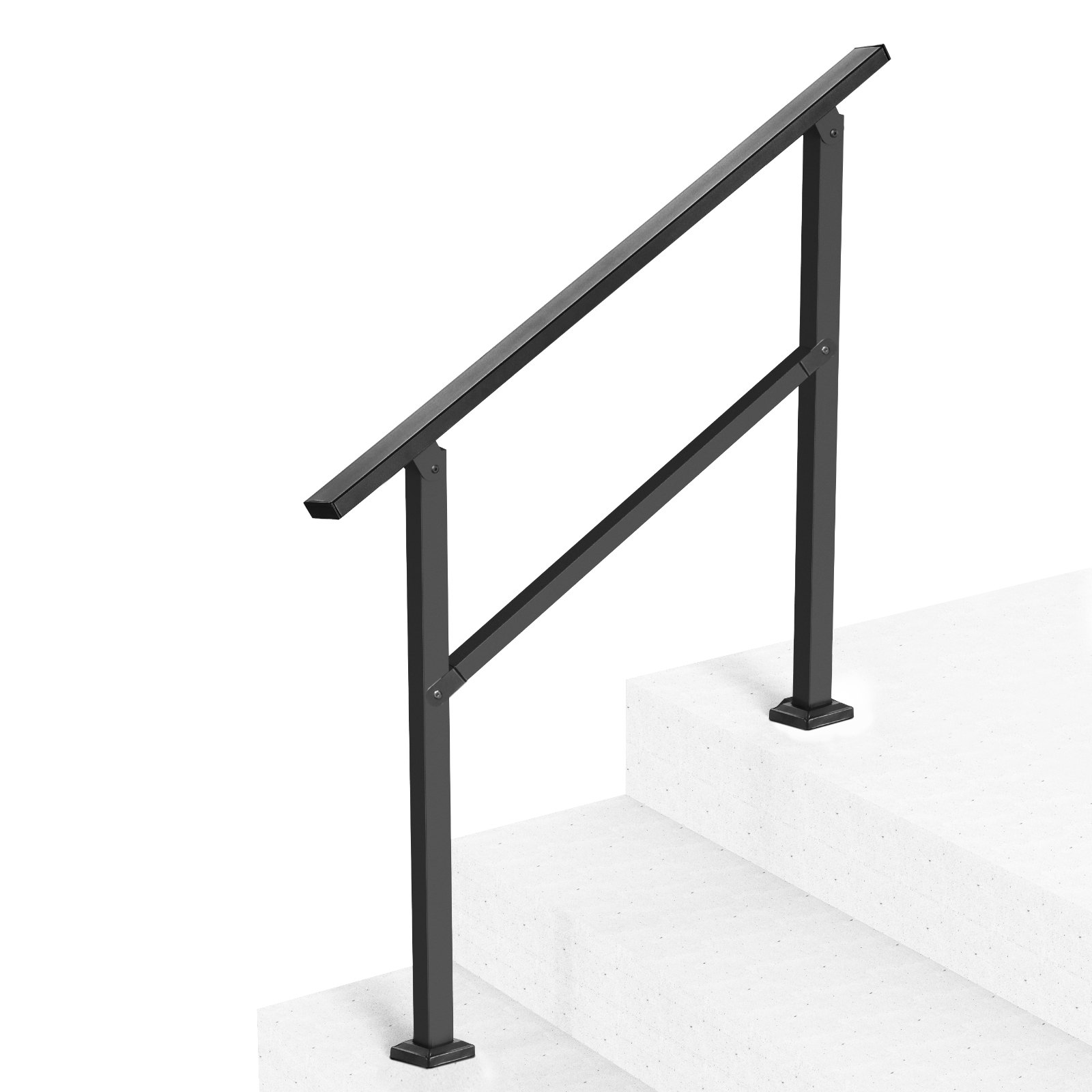Outdoor Handrails For 2 3 Step Stairs Black Square Tube Easy