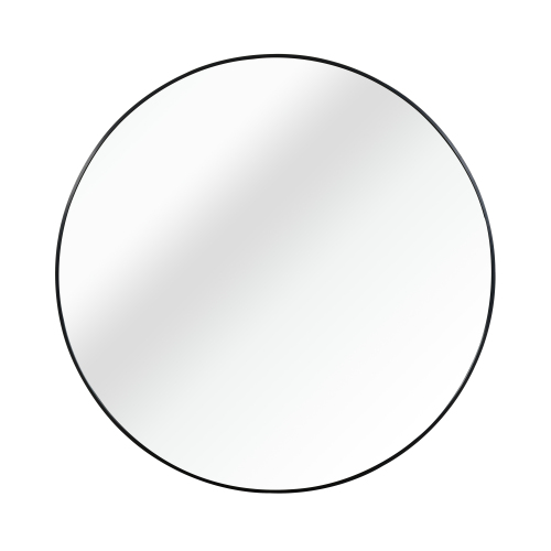Black 16 Inches Metal Round Bathroom Mirror