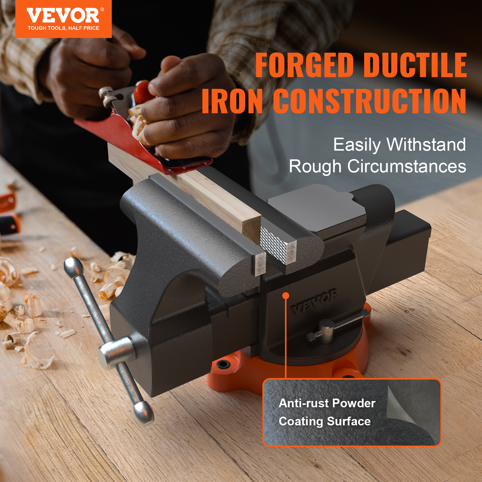 6inch Bench Vise W Anvil Swivel Locking Base Heavy Duty Ductile
