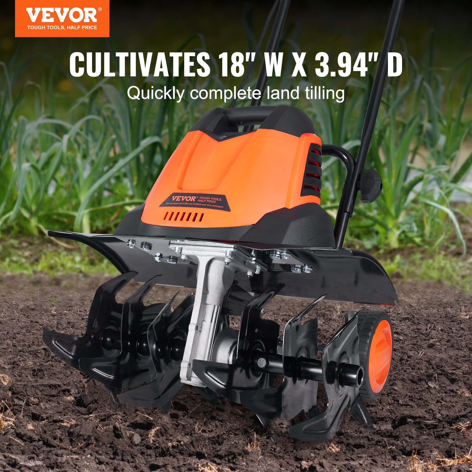 12 Amp Electric Tiller, Tilling Width Tilling Depth Corded