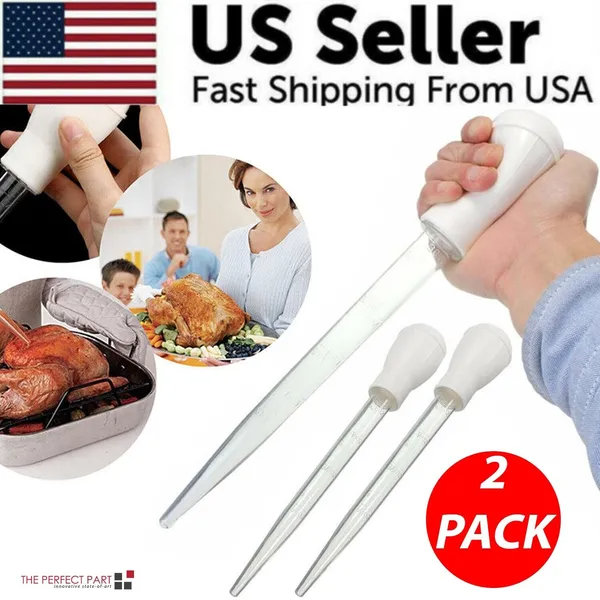 2 Pcs Meat & Poultry Baster Heat Resistant Bpa Free Turkey