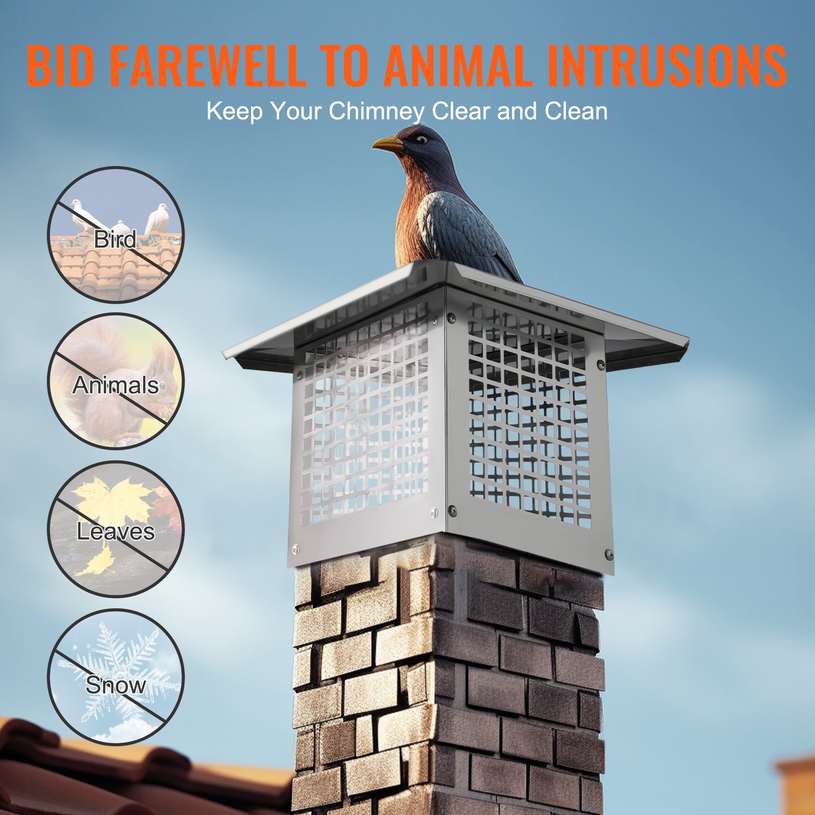 Chimney Cap, 13 X 9 Inch, 304 Stainless Steel Fireplace Chimney