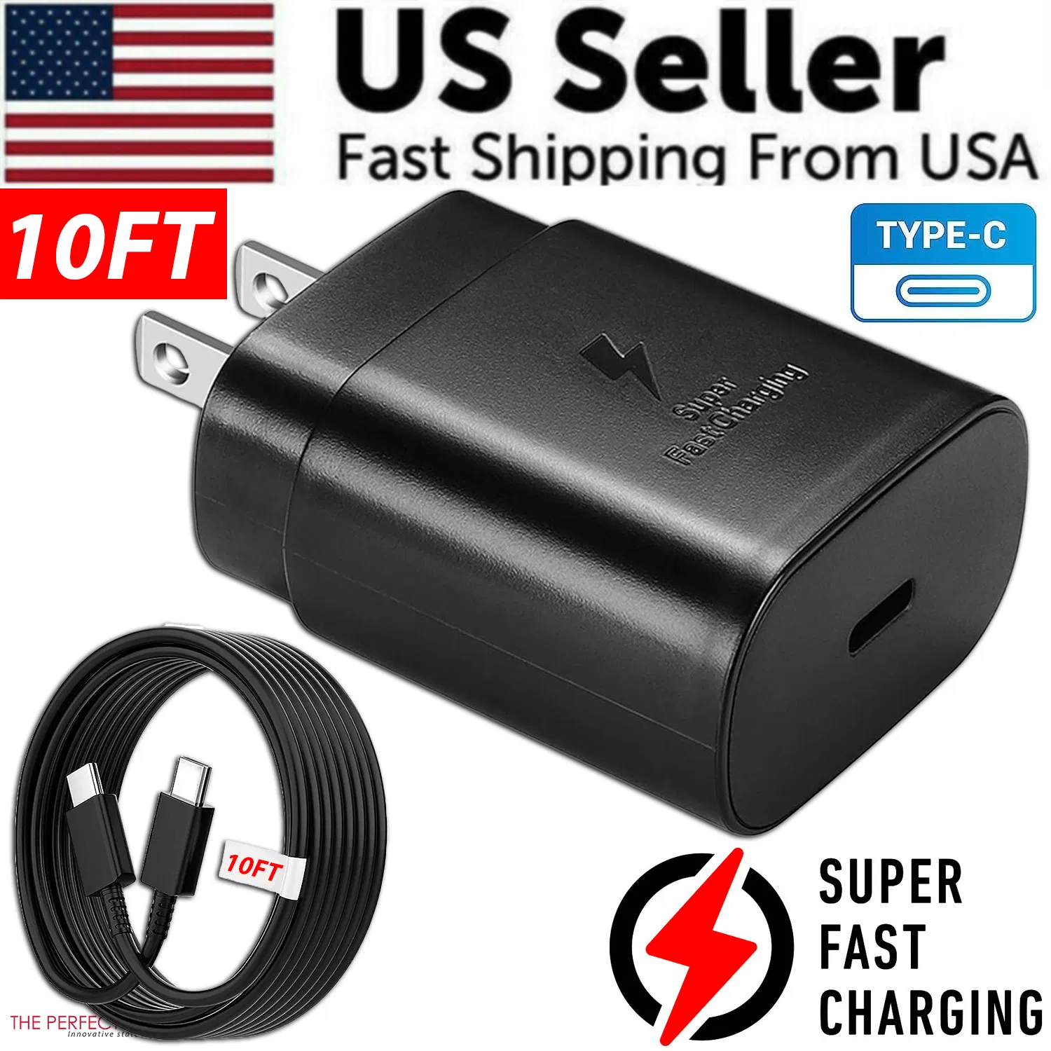 25w Super Fast Charger Type Usb C 10ft Cable For Galaxy S23 S22