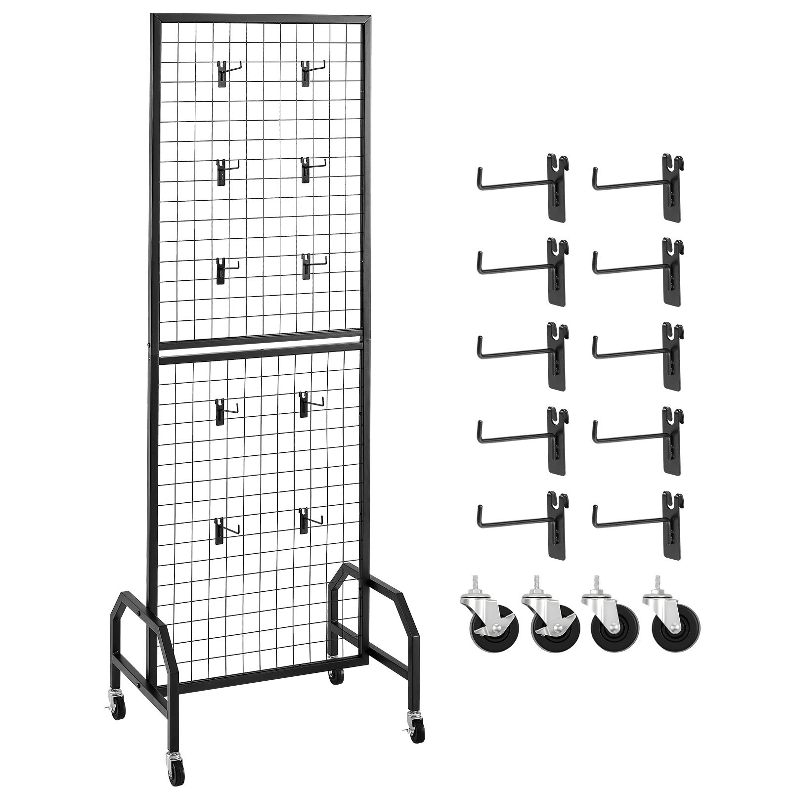 Grid Wall Panel 1.9 X 5.4 Ft Wire Display Rack With Wheels And