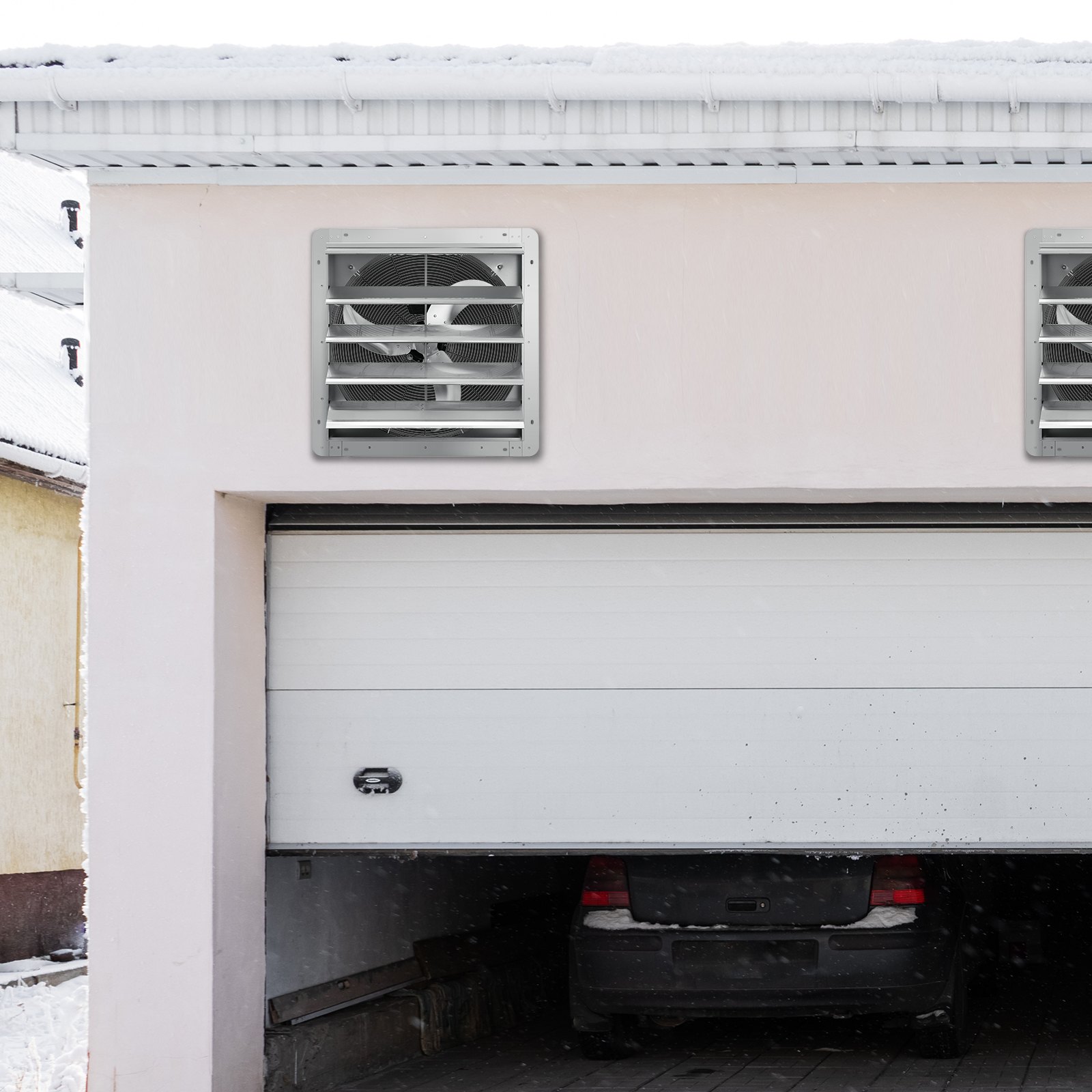 24 Shutter Exhaust Fan, High Speed 3320 Cfm, Aluminum Wall