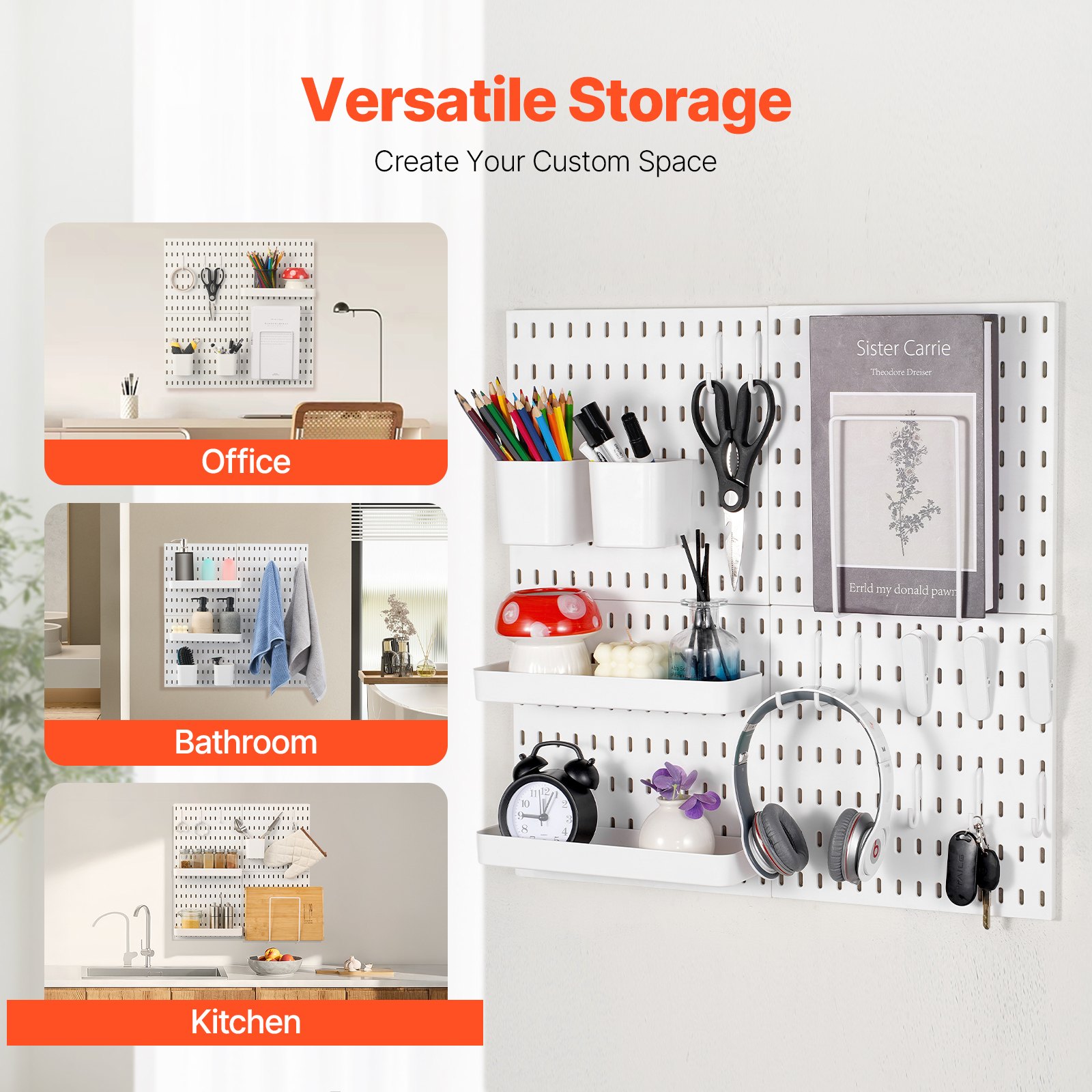 Plastic Pegboard Wall Organizer Kit
