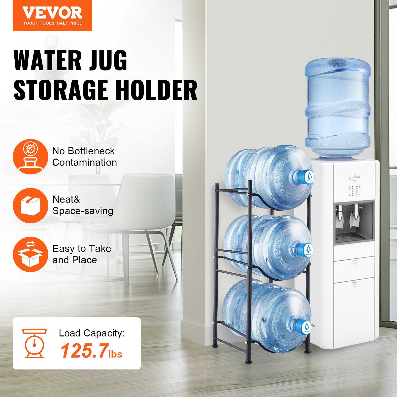 3 Tiers Water Jug Holder Single Row Water Bottle Rack For 3