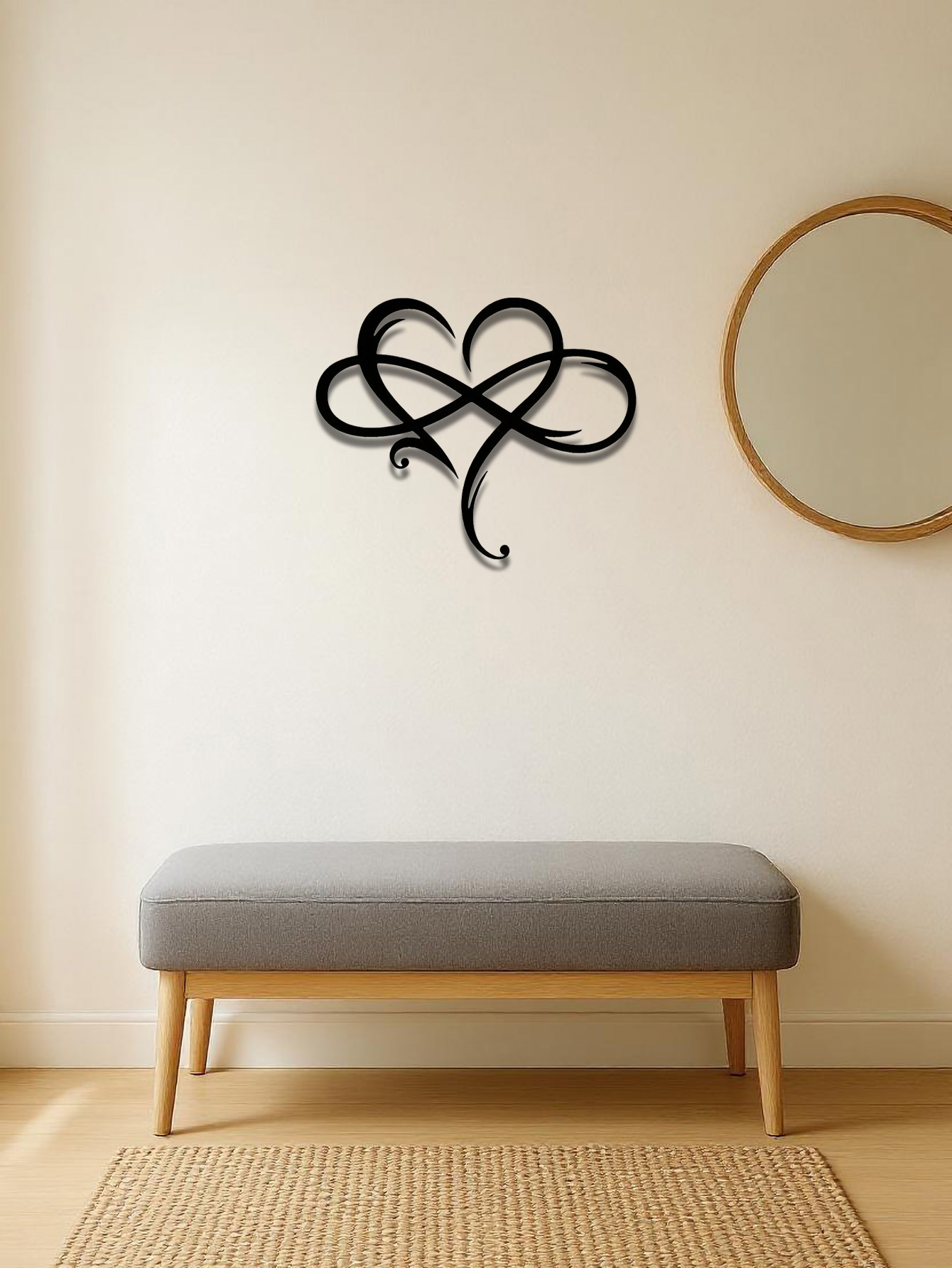 Infinity Heart Metal Wall Decor Black,Heart Love Sign Plaque