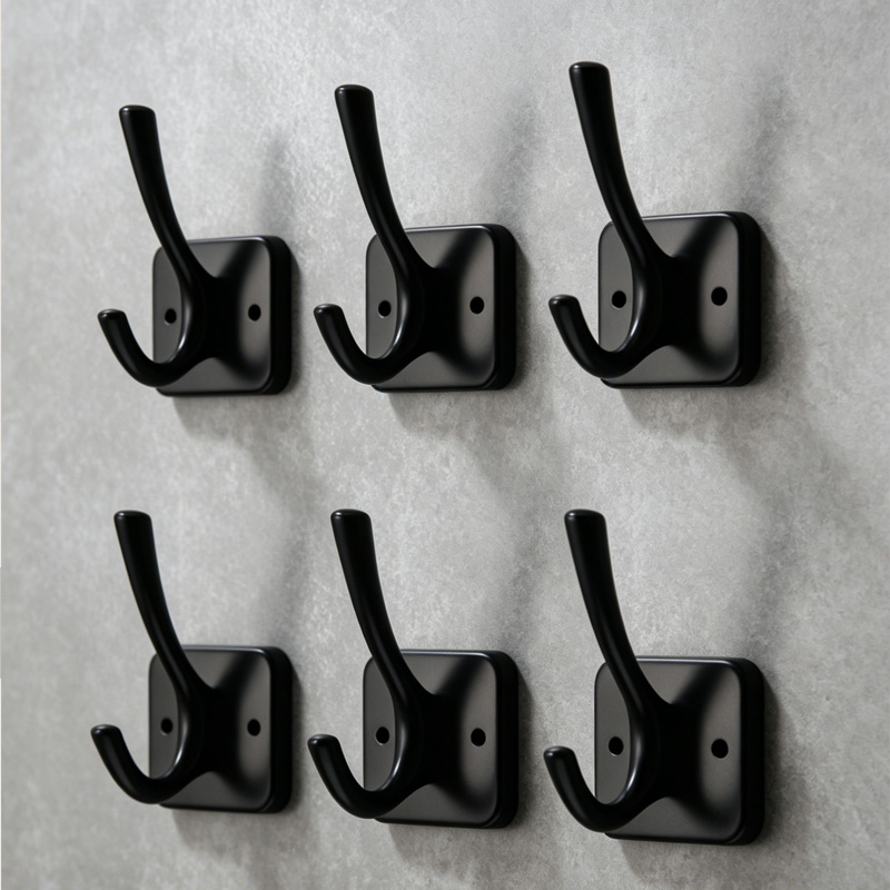 6pcs Black Single Hook Vintage Wall Hanger Minimalist Coat