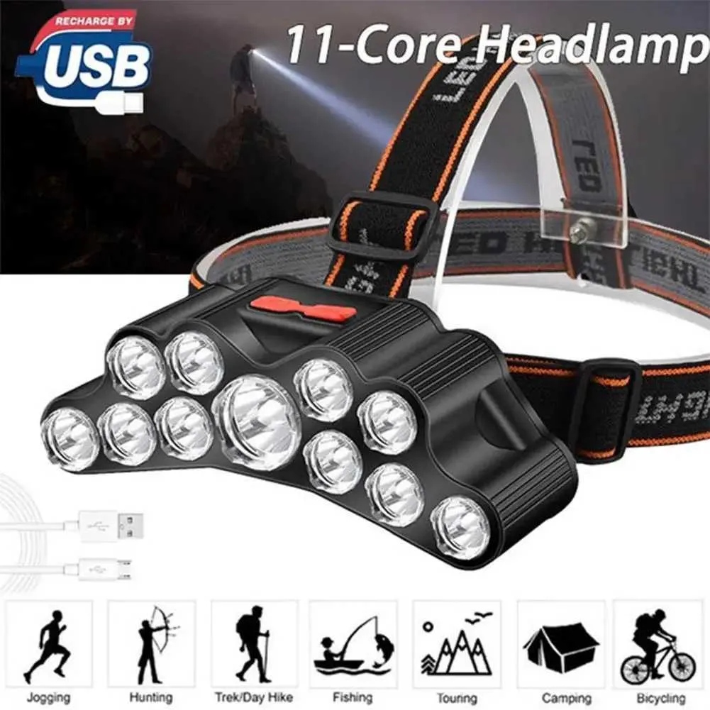 11 Led Usb Rechargeable Flashlight With Builtin 18650 Battery