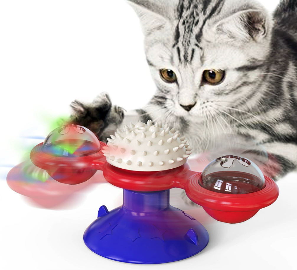 Cat Entertainment Set Interactive Rotating Disk, Feather
