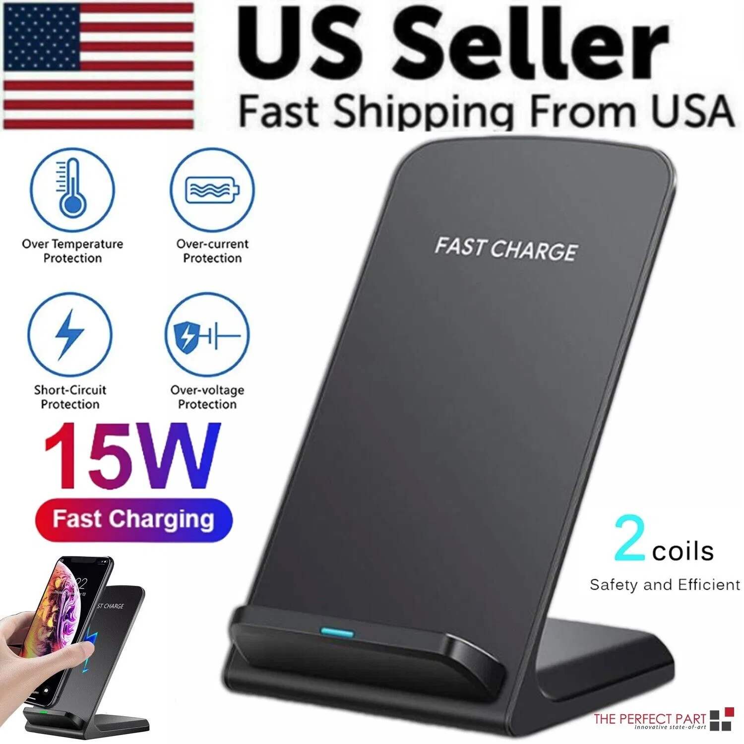 Qi Wireless Fast Charger Charging Pad Stand Dock For Galaxy
