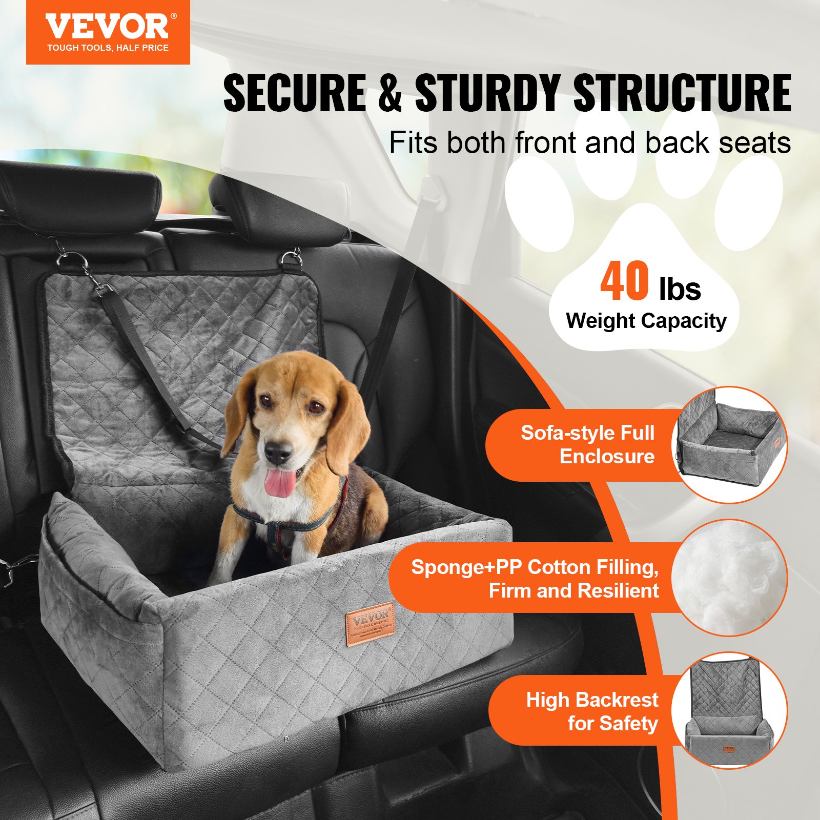 Dog Booster Car Seat Pet Car Seat For Small Medium Dog Up To 40