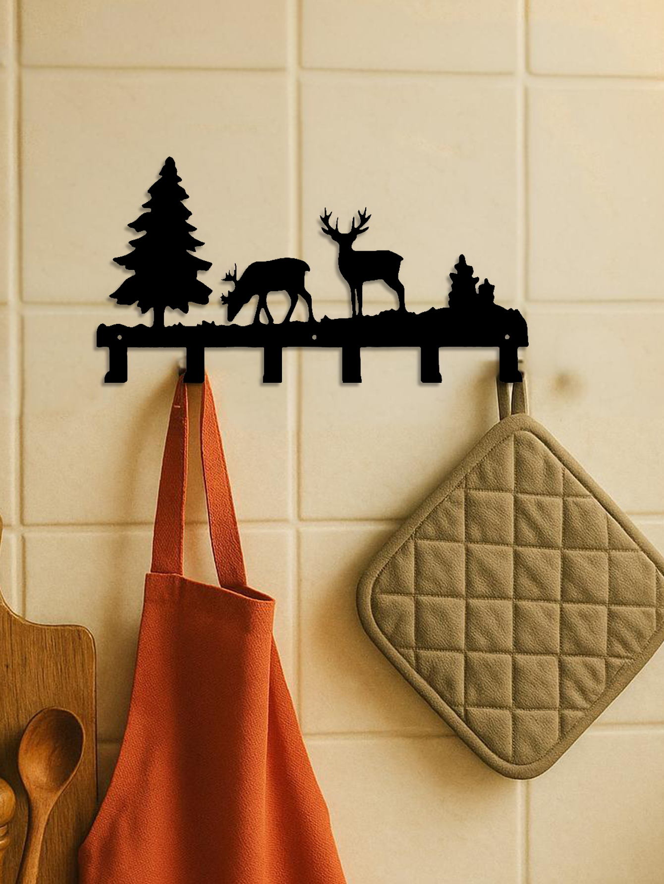 Wall Metal Elk Key Hook Rack Wall Organizer For Clothes, Bags