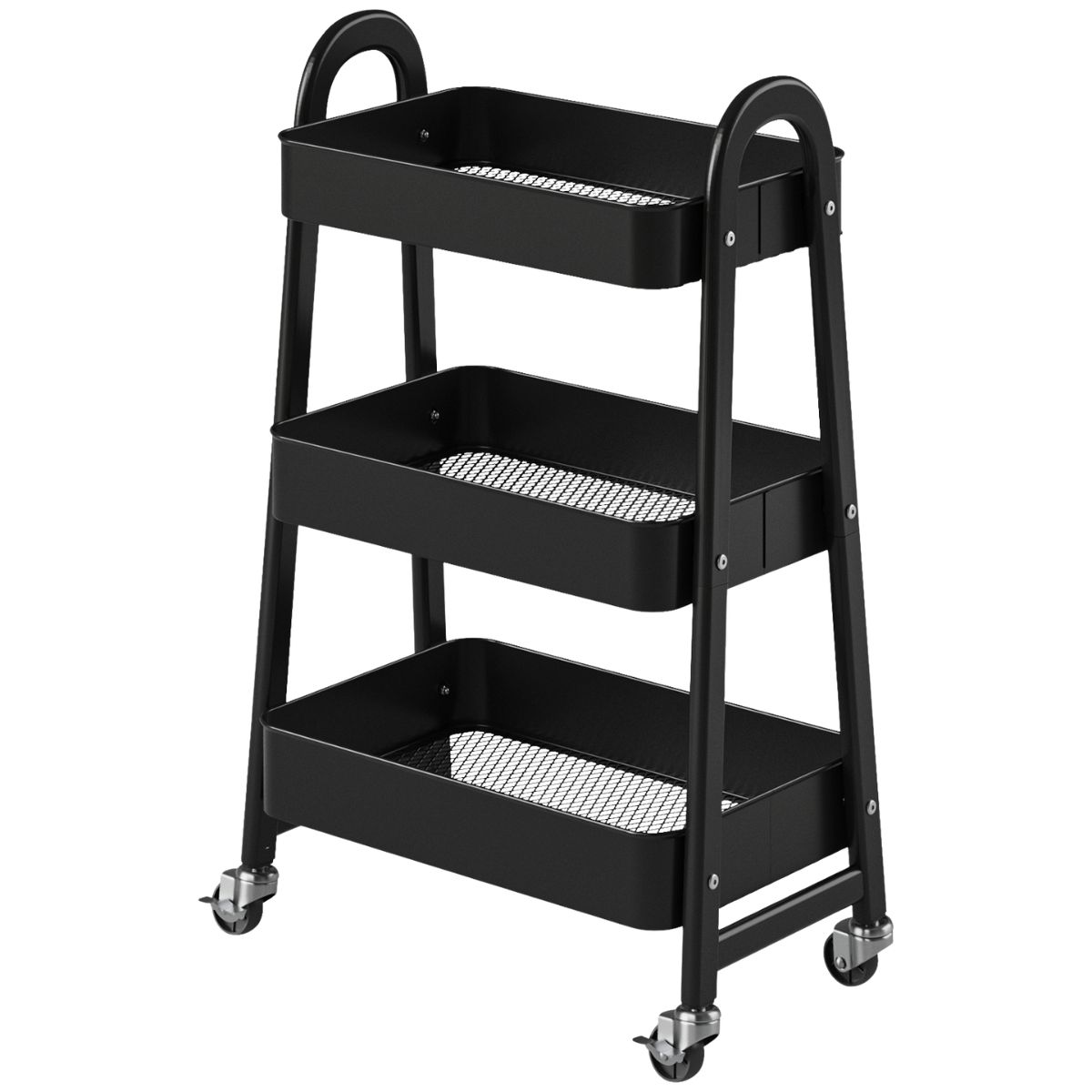 3 Tier Rolling Cart, Metal Utility Storage Cart, Lockable