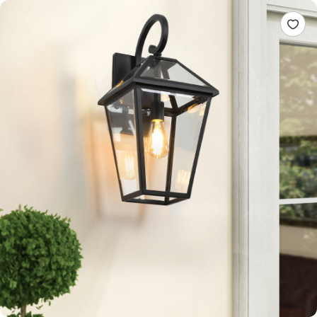 21inch 1 Pack Outdoor Wall Lantern Light Modern Black Metal &