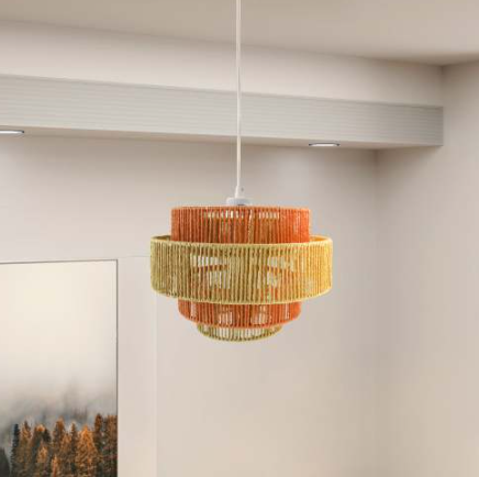 Dorset Pendant Lamp White And Natural Terracotta