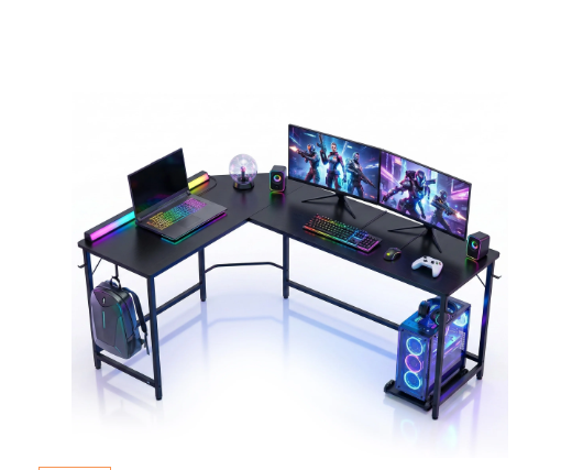 The Stylish L Shaped Desk Optimizes The Space And Features