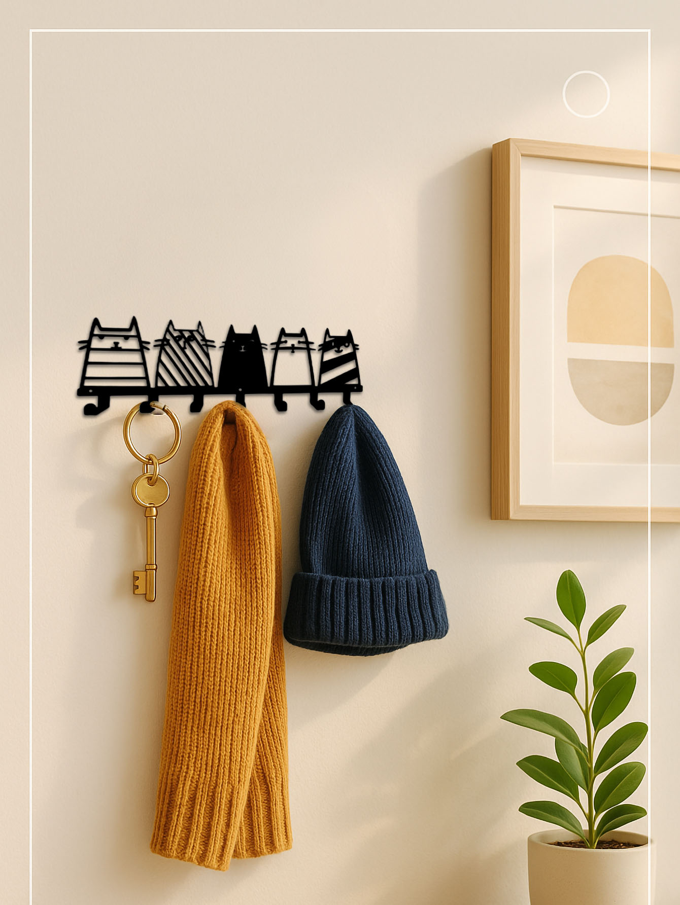Feline Utility Hooks Wall Organizer W Hooks Space Saving Pet