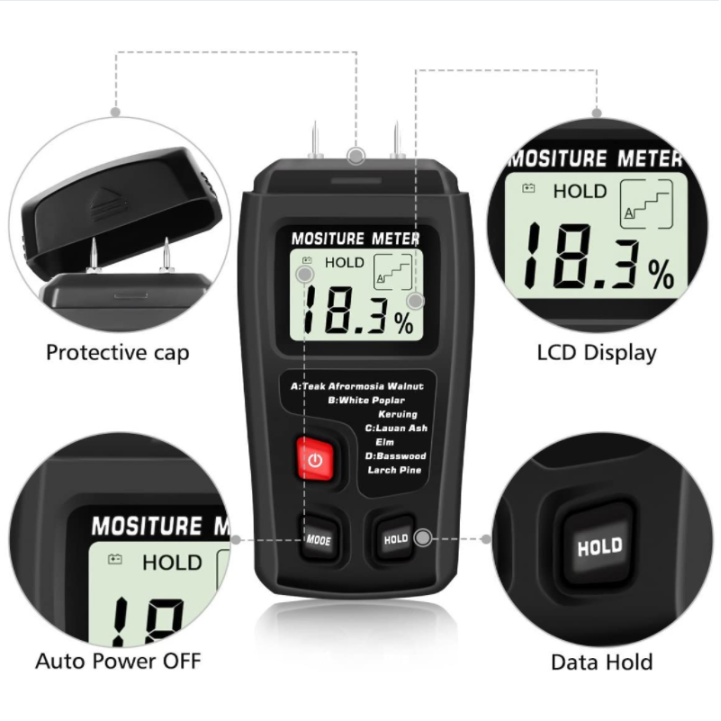 Digital Lcd Wood Meter Detector Tester Wood Firewood Paper