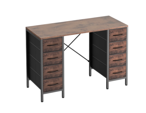 47 Inch Computer Desk, 8 Fabric Drawers, Storage, X Shaped