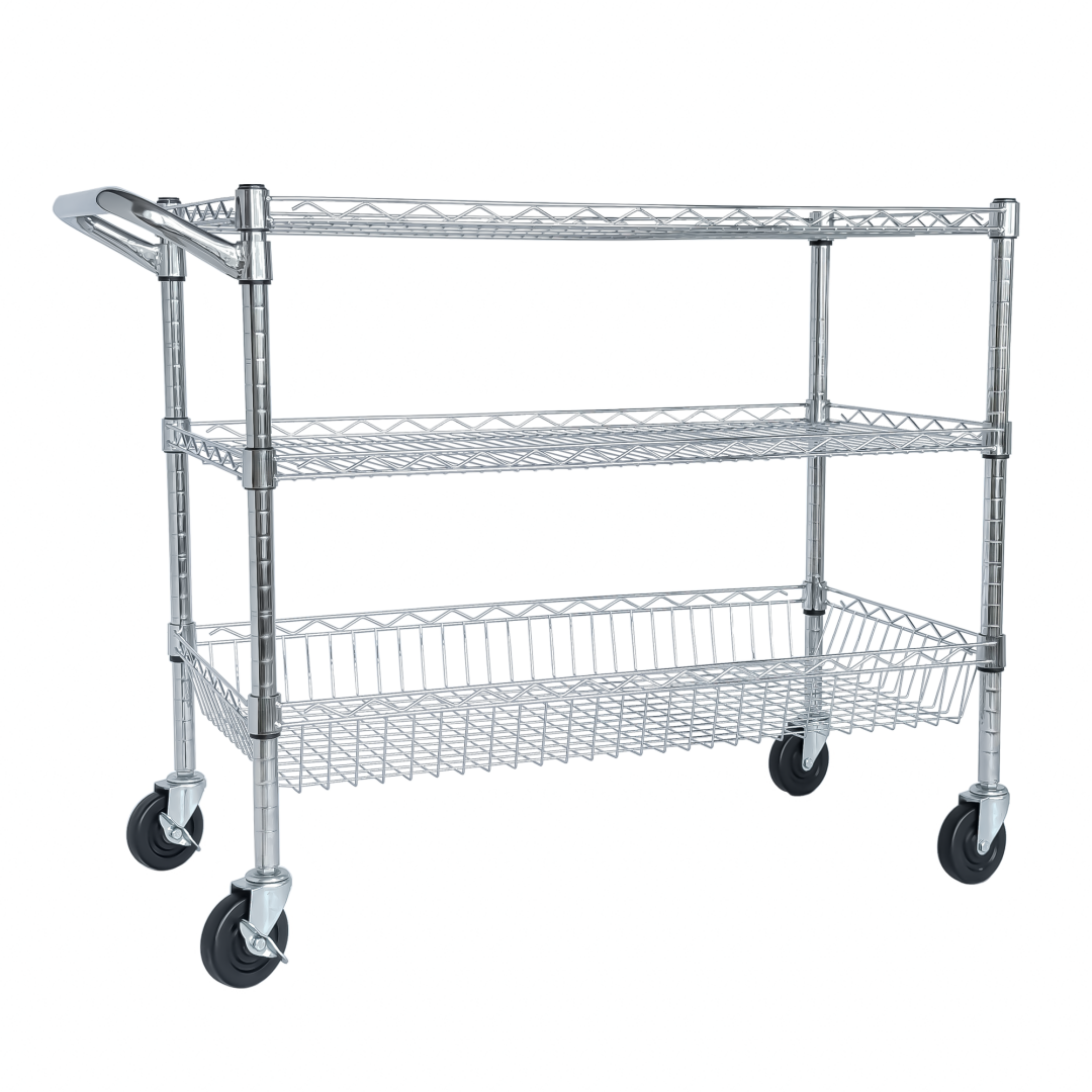 Heavy Duty Rolling Utility Cart,3 Tier Rolling Carts With