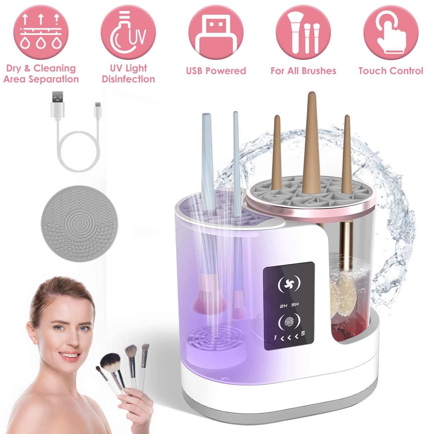 4 In 1 Electric Makeup Brush Cleaner Usb Powered Automatic