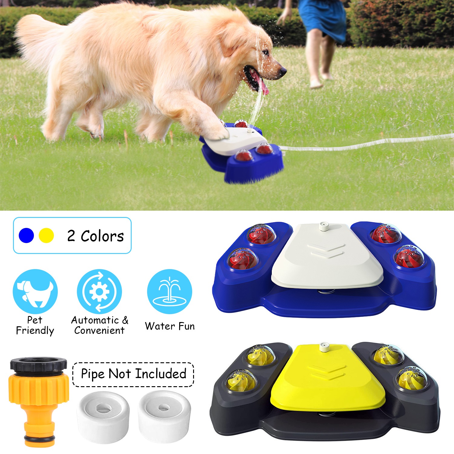 Blue Yellow Color Options Dog Water Fountain Multifunctional