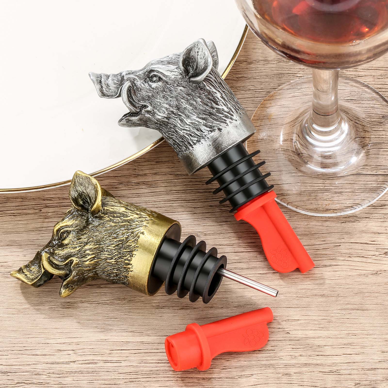 Wild Boar Head Wine Pourer Vacuum Sealing, Wine Spout, Stopper