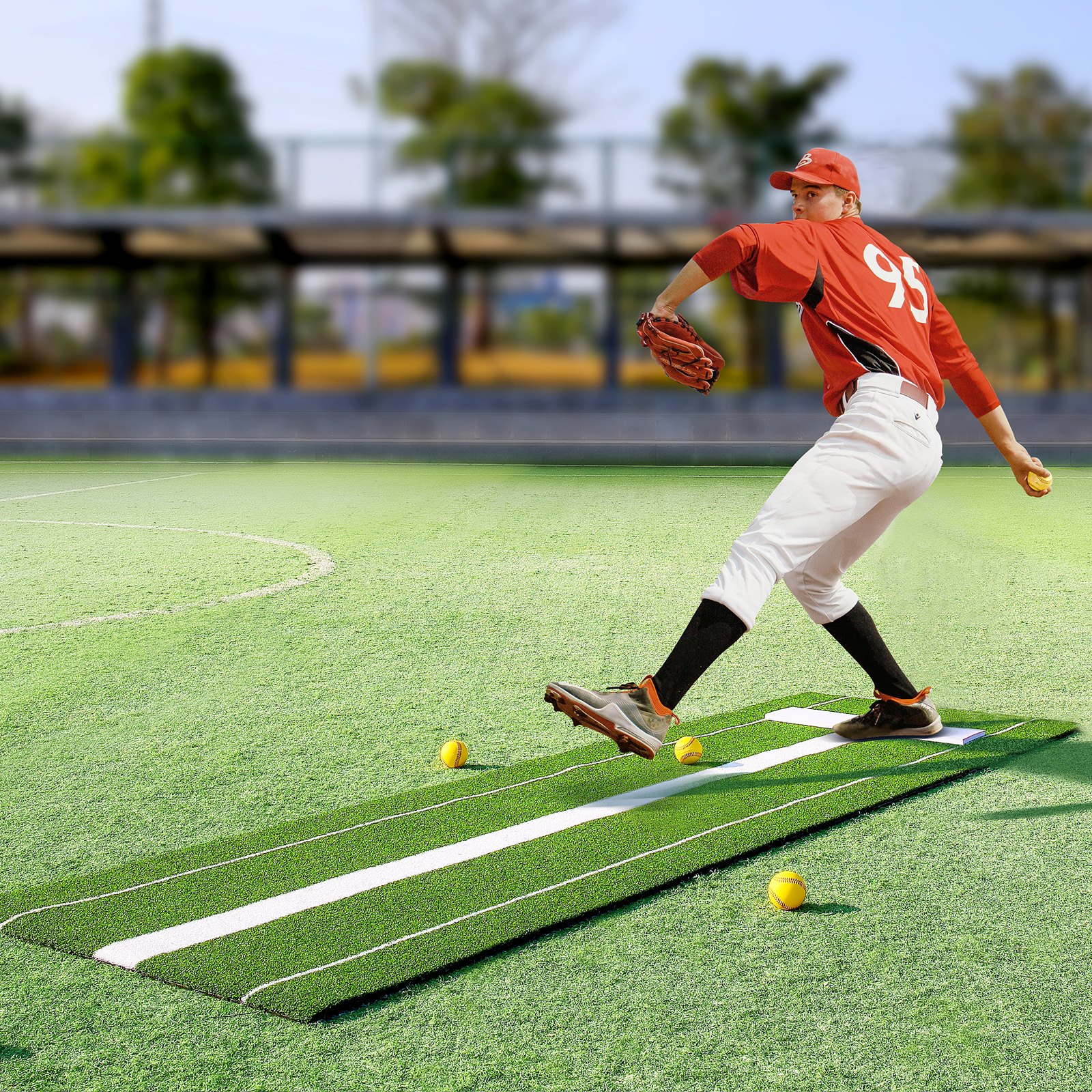 Softball Pitching Mat, 10' X 3' Softball Pitching Mound,