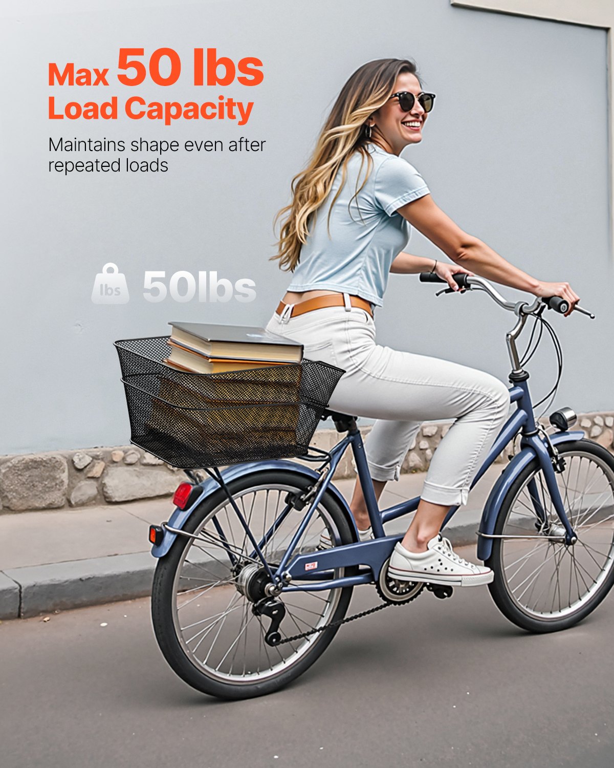 Rear Bike Basket Wire Mesh Bicycle Basket With Cargo Net