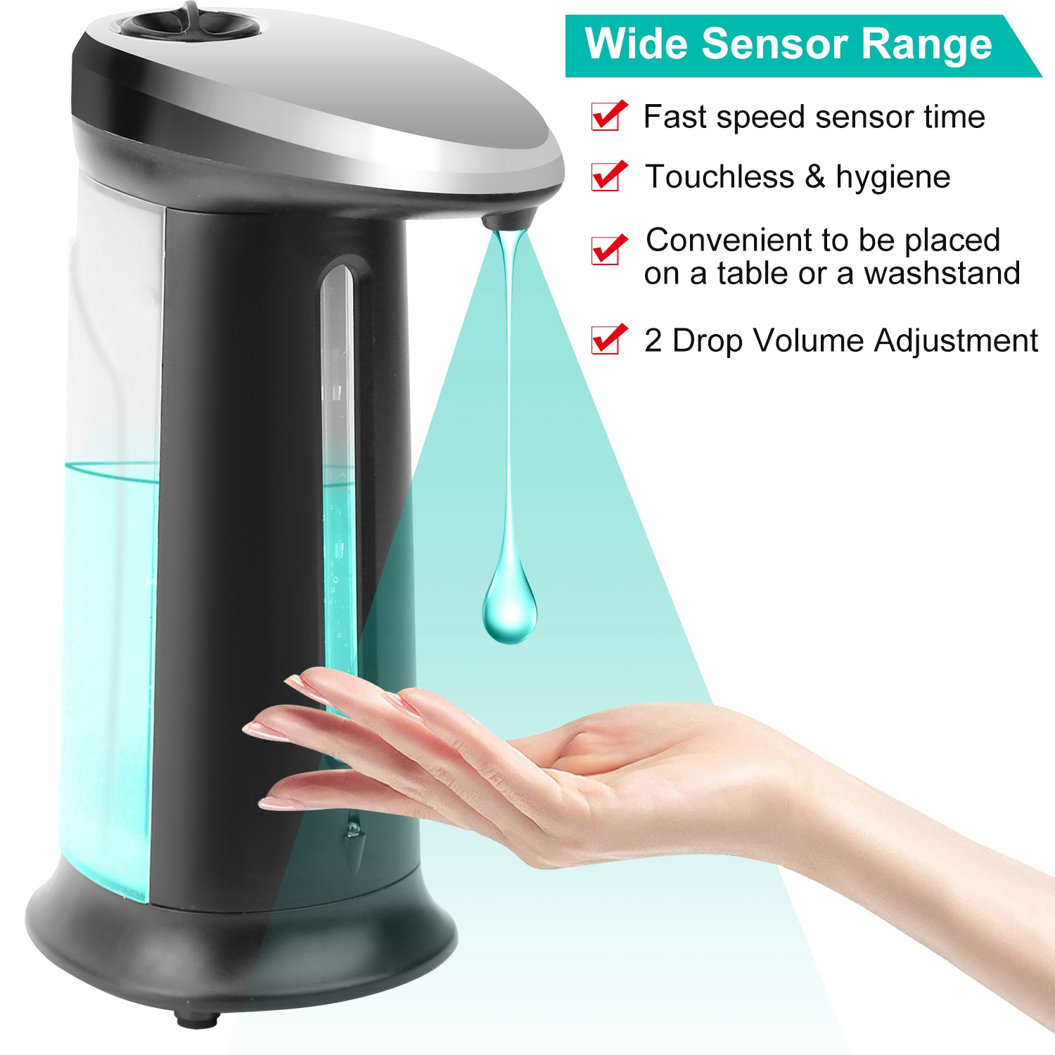 Automatic Soap Dispenser 400ml 16.9oz Anti Slip Sensor