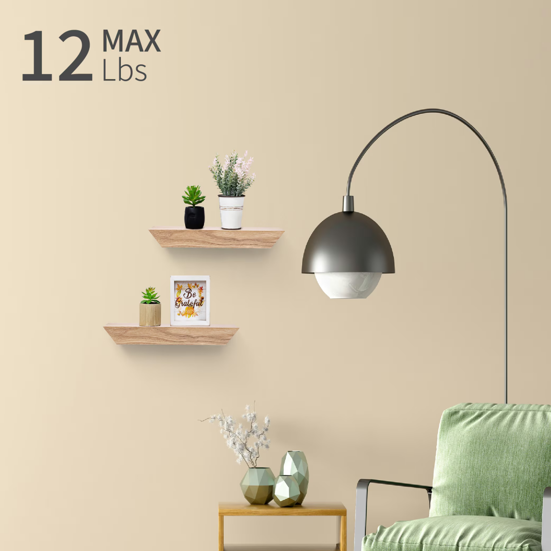 Wall-Mounted Wood Floating Shelf - 11.8 Inch