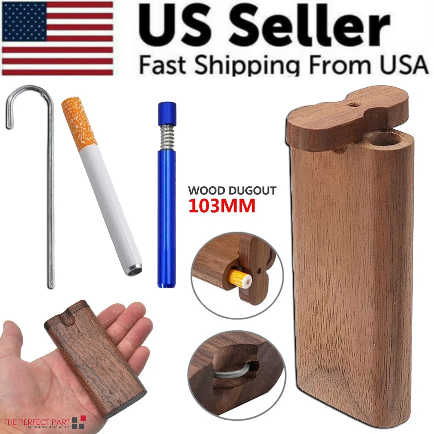 Wooden Dugout Pipe Self Cleaning Metal Bat Poker Smoking Pipe