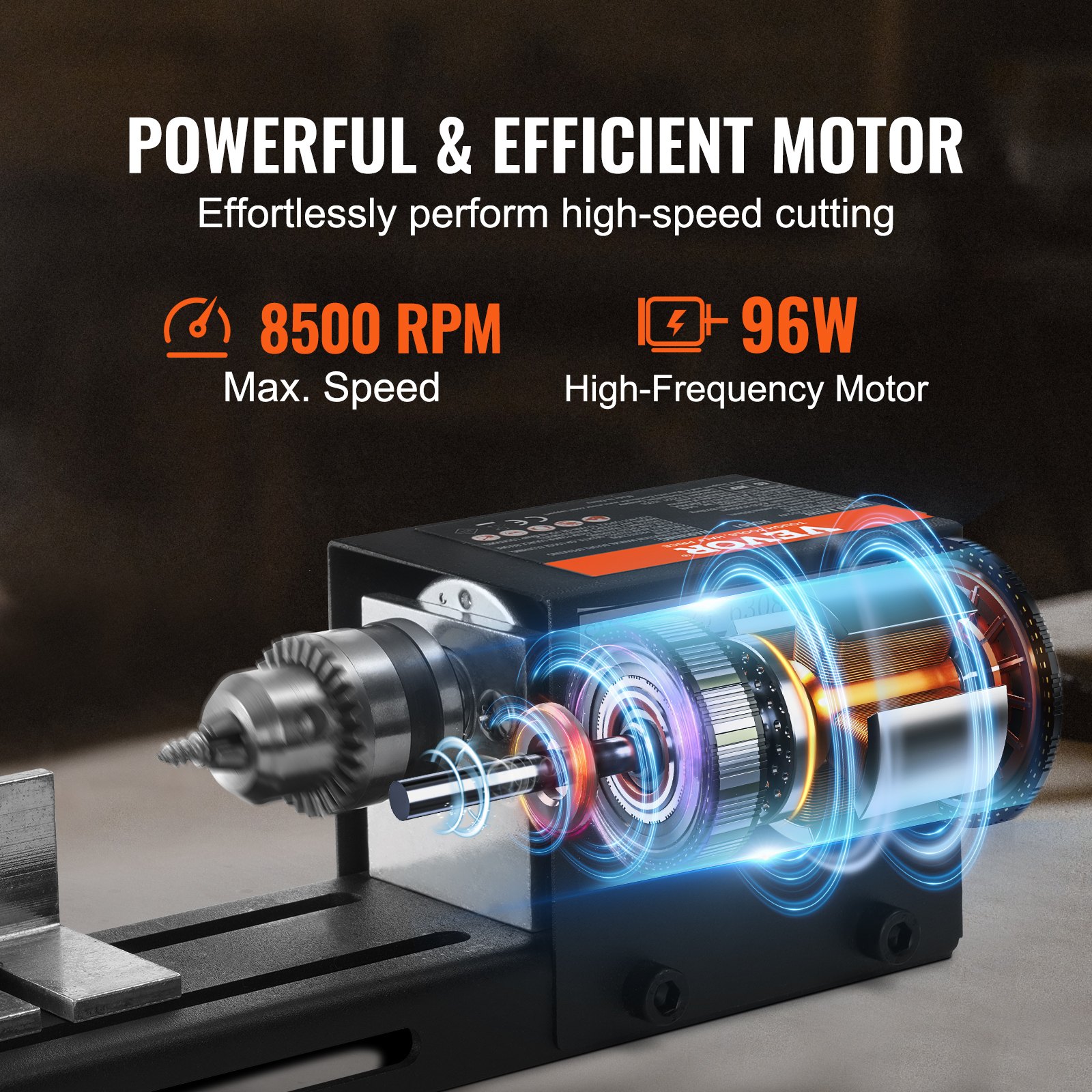 Mini Lathe Machine, 2.76 In X 6.3 In, 24vdc 96w Mini Wood Lathe
