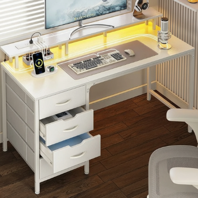 Computer Desk With A Power Socket And Led Light, A Game Desk
