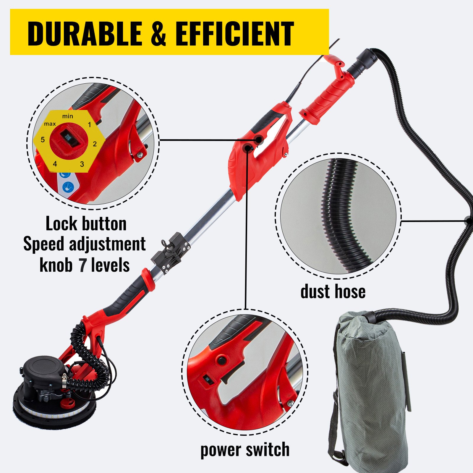 Drywall Sander 850w, Electric Drywall Sander, Variable Speed