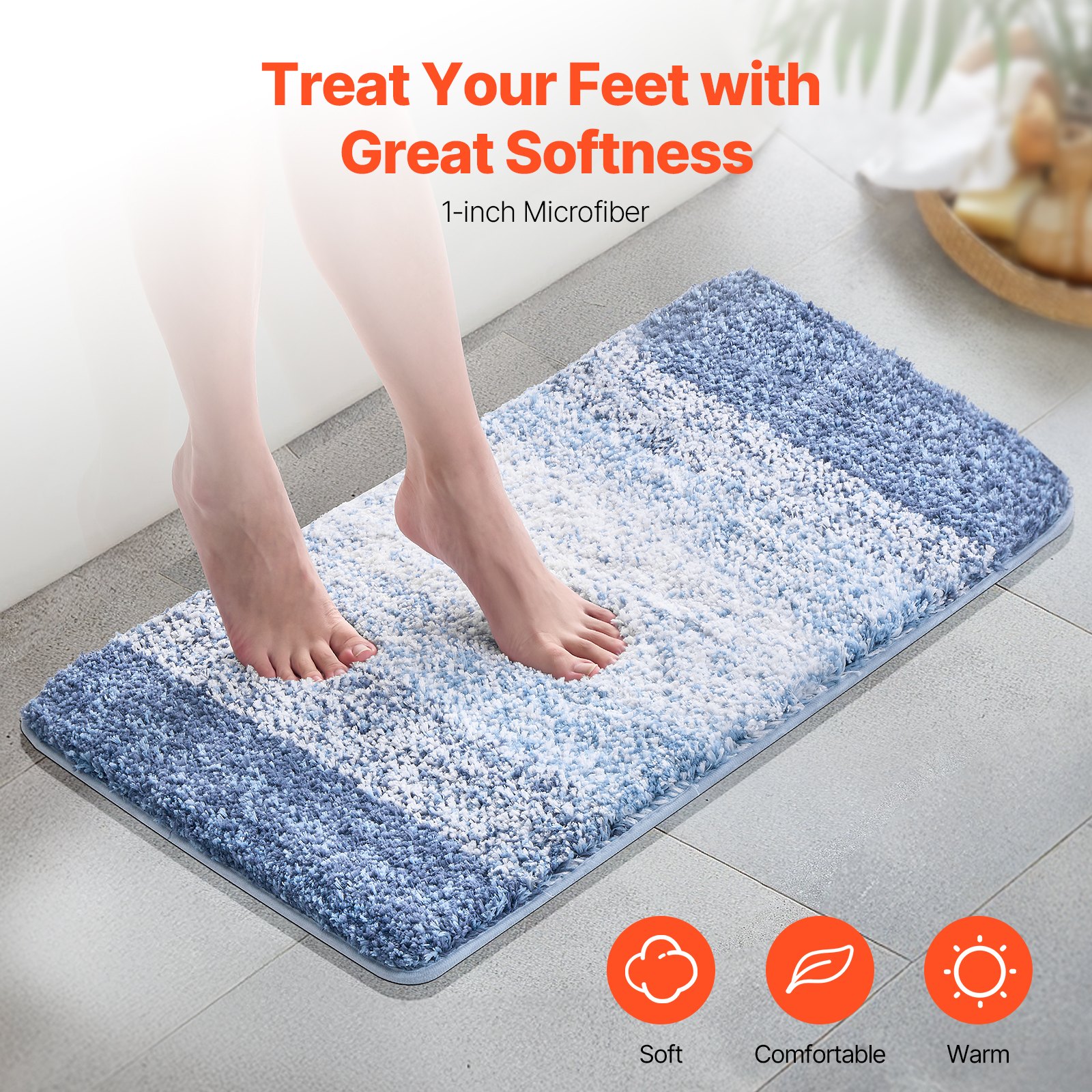 Bathroom Rug Absorbent Soft Bath Mat Machine Washable Quick Dry