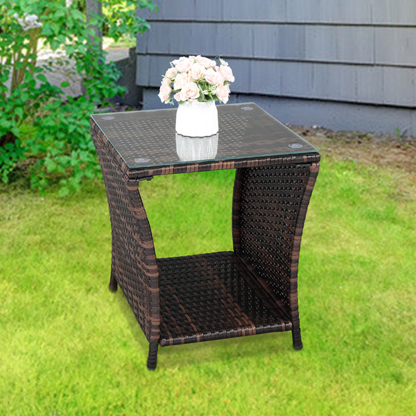 Msl Small Side Shelf Glass Surface Brown Gradient